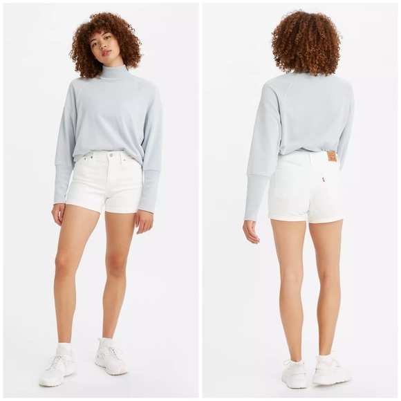 LEVI’S Mid Length Woman’s Shorts In White - Picture 2 of 6